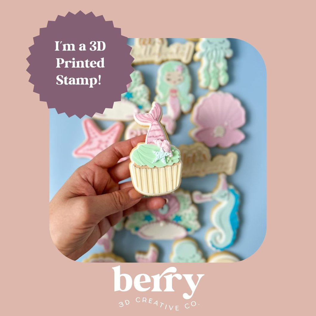 Mermaid Tail in Cupcake - Mermaid Collection Stamp and matching cutter