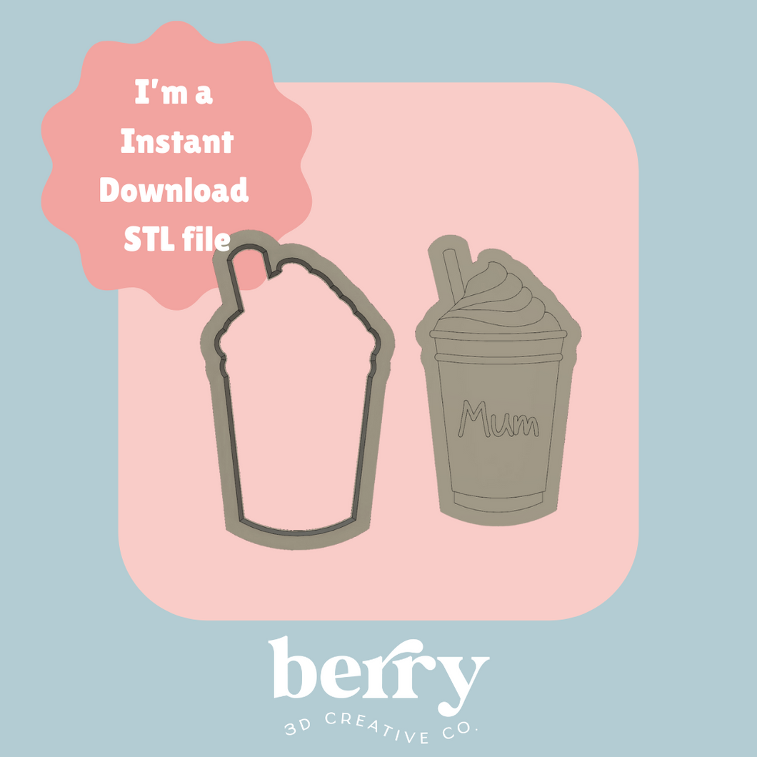Frappe/ Cold Brew/ Iced Coffee Cup Cutter and Stamp stl file