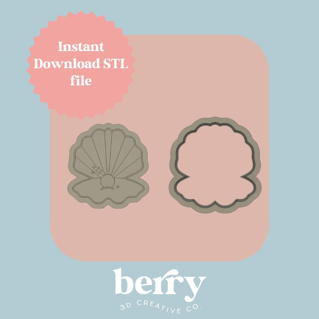 Seashell/Clam with pearl - Mermaid Collection Cutter and Stamp stl file