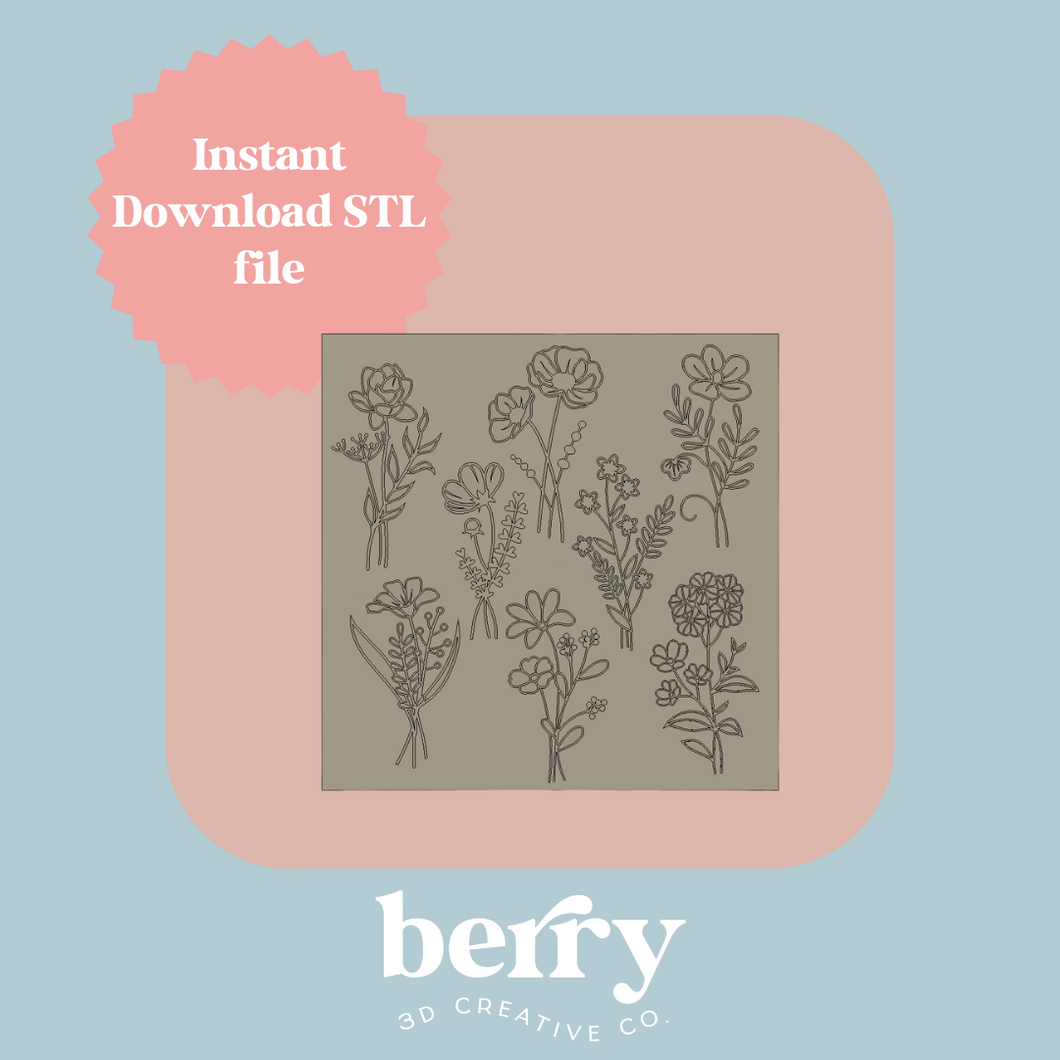 Wildflower/Floral Texture Stamp STL file