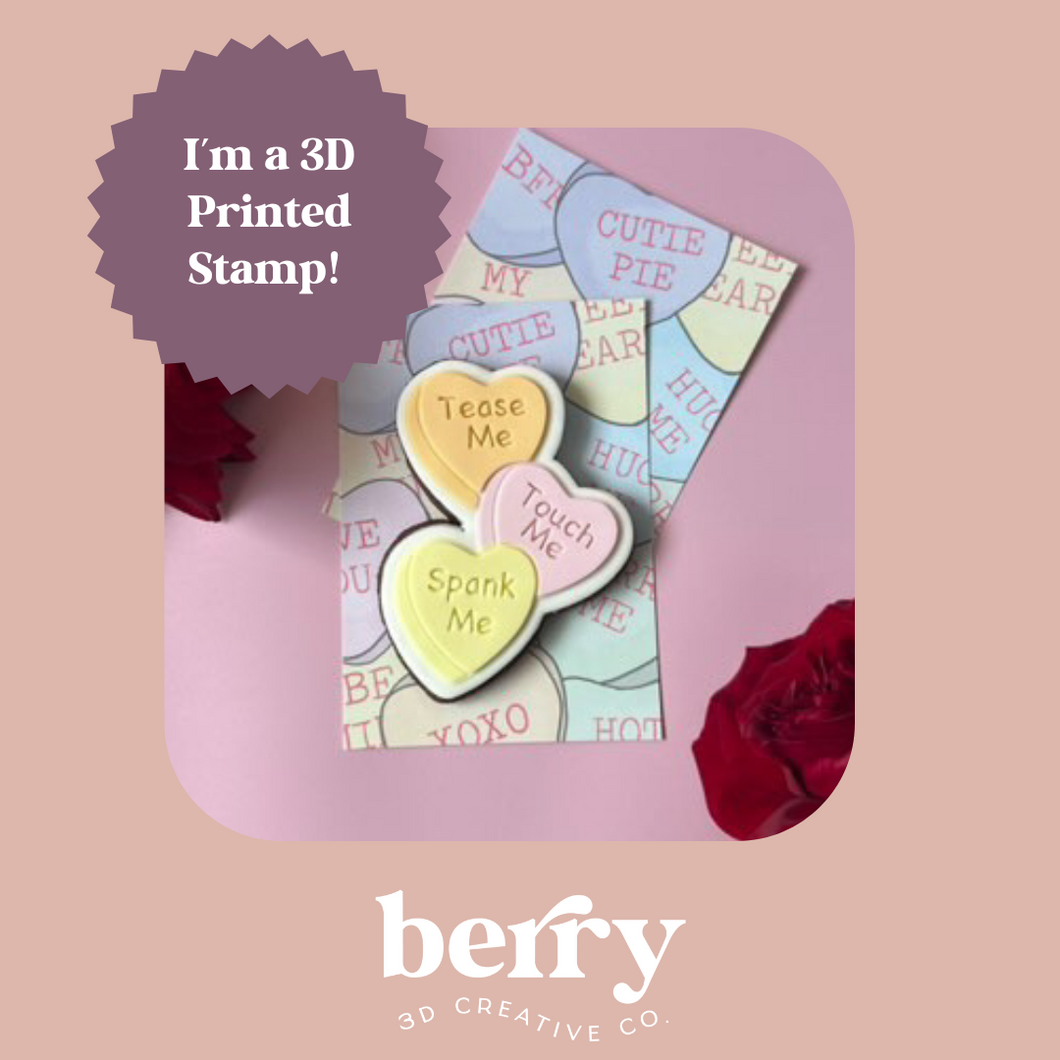 Tease me, Touch me, Spank me, Heart Trio Stamp and matching cutter