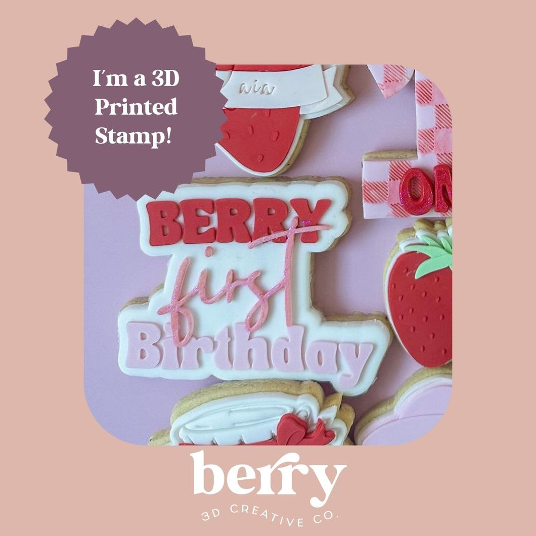 Berry First Birthday Stamp and matching cutter