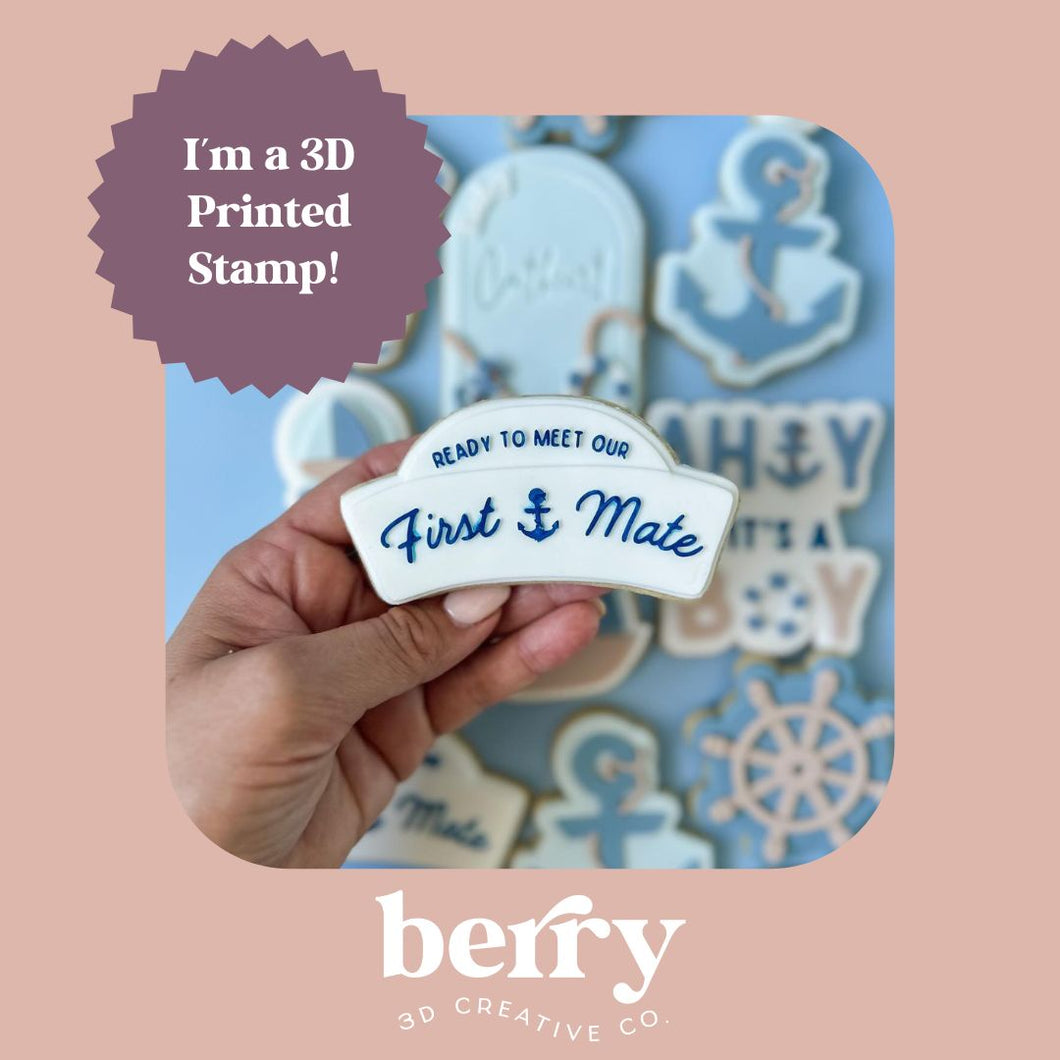 Ready to Meet our First Mate- Ahoy it's a boy Collection Stamp and matching cutter