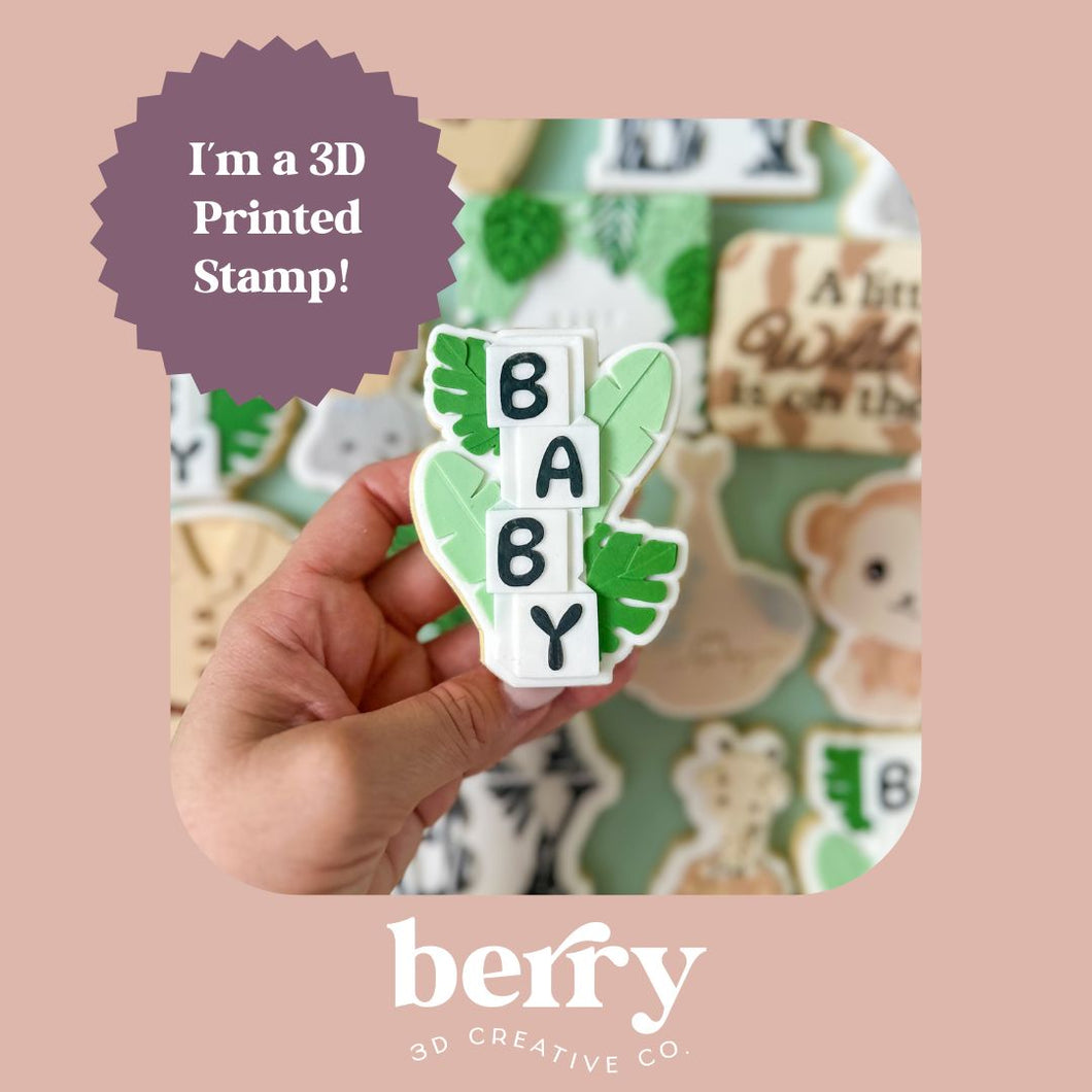 Baby Blocks with Palm leaf- Welcome to the Jungle Baby collection Stamp and matching cutter