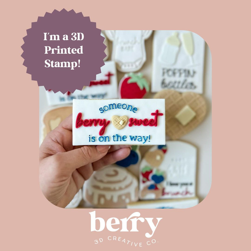 Someone Berry Sweet is on the way Brunch Stamp and matching cutter