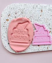 Load image into Gallery viewer, Ice Cream Drip Cake Debosser Stamp with matching Cookie Cutter
