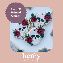 Load image into Gallery viewer, Skull with florals Debosser and matching cutter
