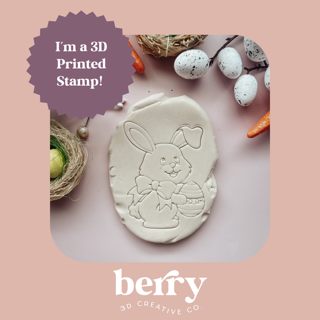 Cute bunny with an Easter egg Embosser Stamp with matching Cookie Cutter