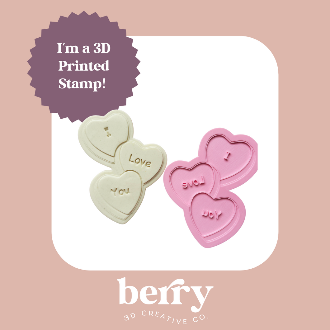 I love you Heart Trio Stamp and matching cutter