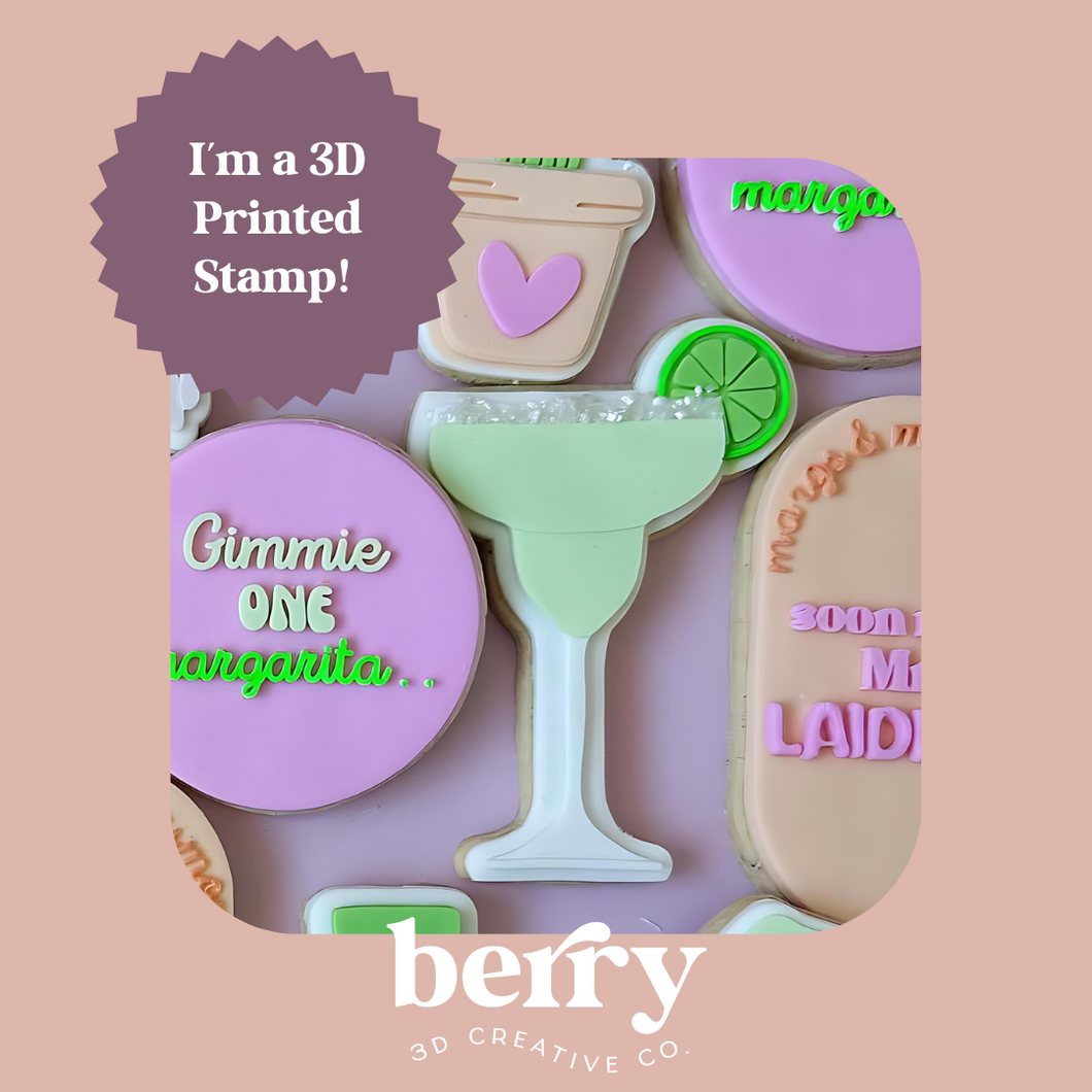 Margarita Glass with slice of lime Debossed Stamp and matching cutter