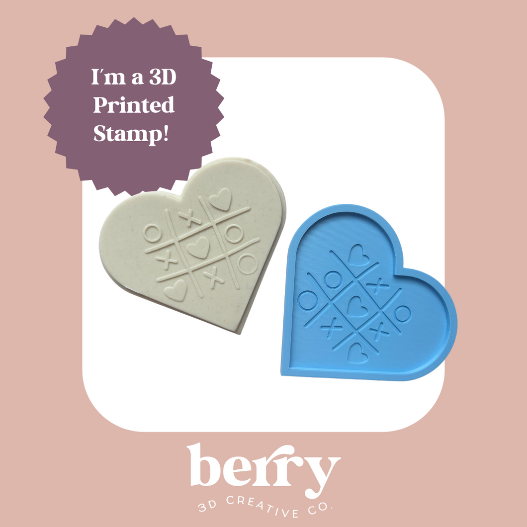 Heart with noughts and crosses Stamp and matching cutter