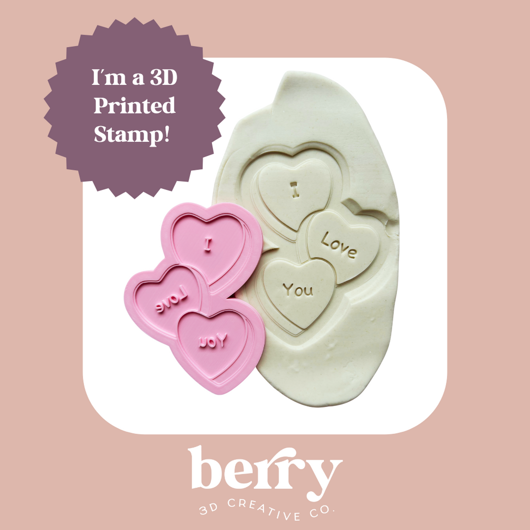 I love you Heart Trio Stamp and matching cutter