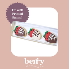 Load image into Gallery viewer, Strawberry dipped in chocolate debosser with matching cutter
