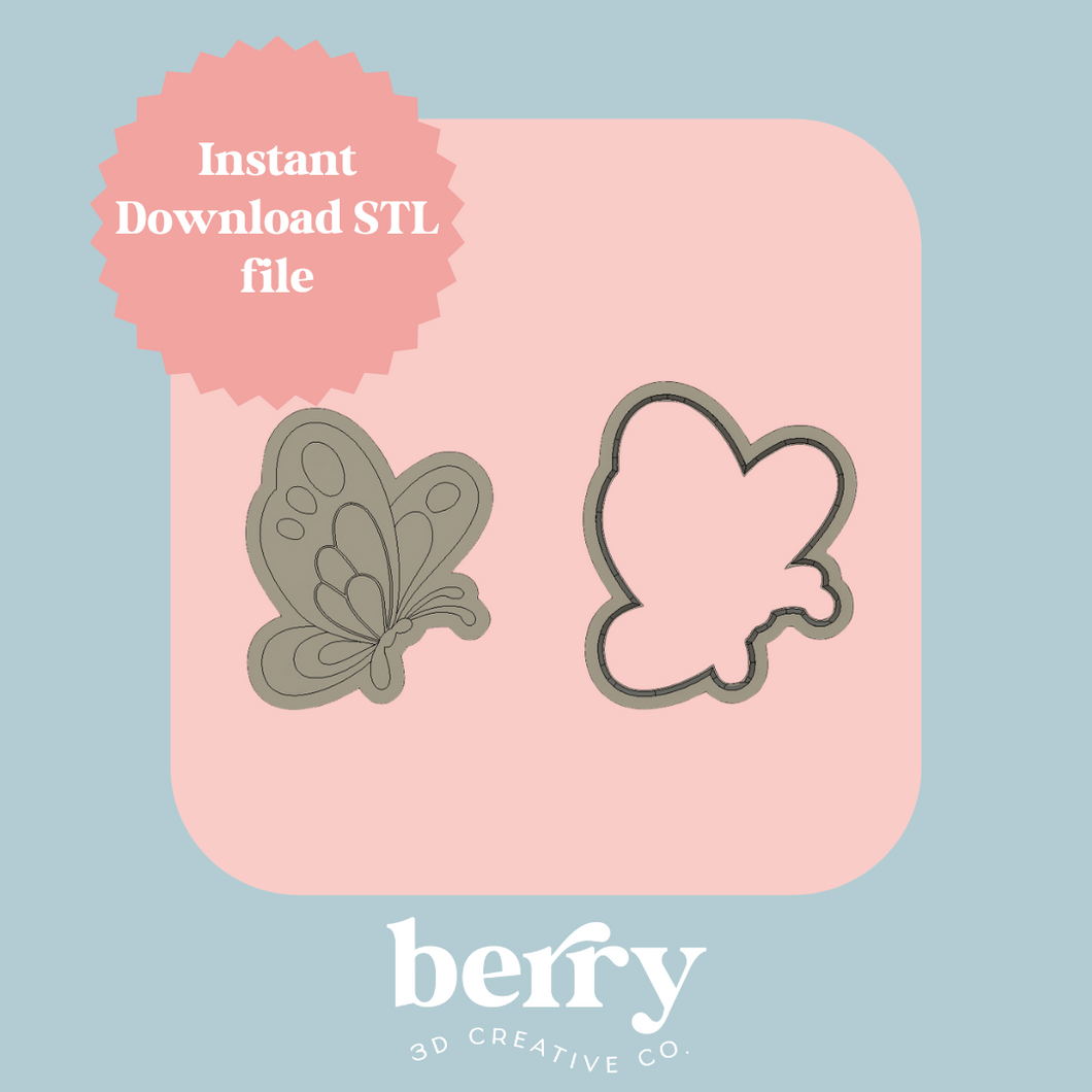 Butterfly Cookie Cutter and Stamp stl file