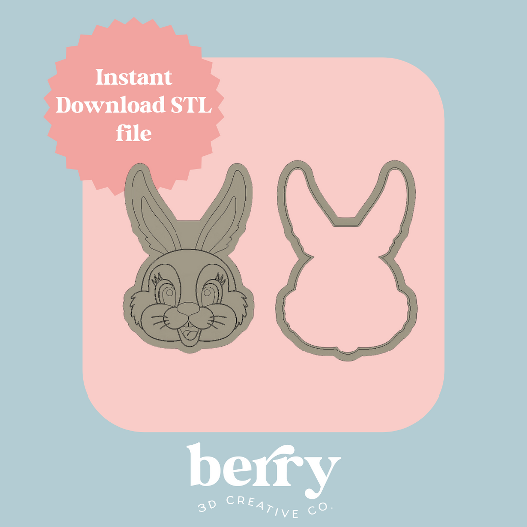 Bunny Face Cookie Cutter and Stamp stl file