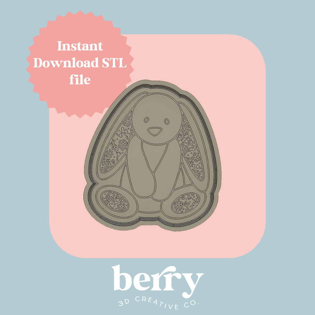 The Amity Bunny with floral ears Cookie Cutter and Stamp stl file