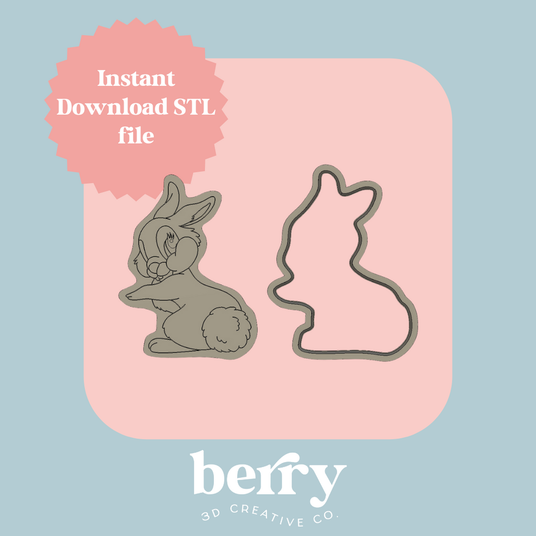 Bunny Cookie Cutter and Stamp stl file