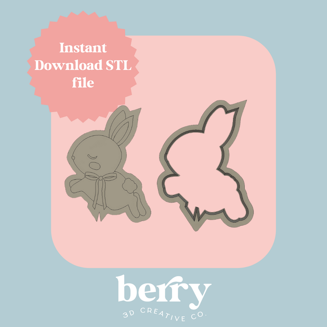 Boho Bunny Cookie Cutter and Stamp stl file