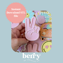 Load image into Gallery viewer, Peace Fingers Cookie Cutter and Stamp stl file
