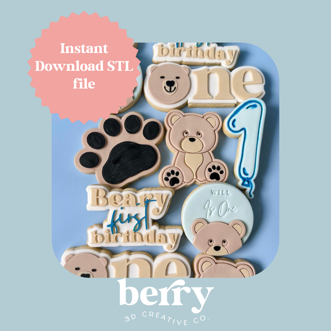 Bear Paw Print Cookie Cutter and Stamp stl file