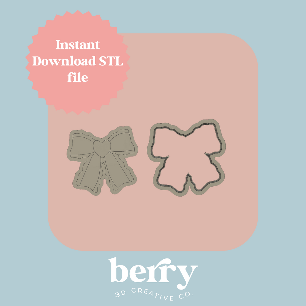 Soft Lace Heart Bow Cutter and Stamp stl file