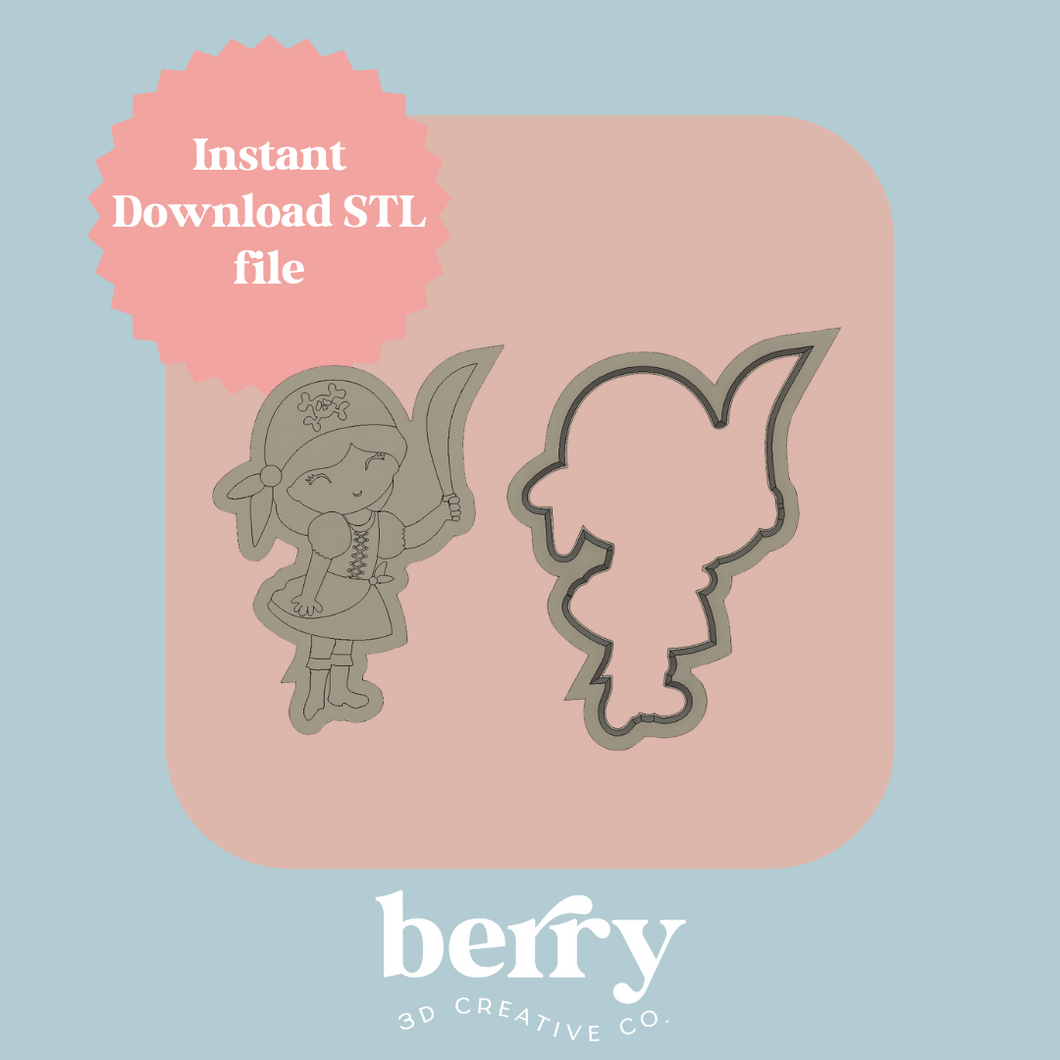 Pirate Girl Cutter and Stamp stl file