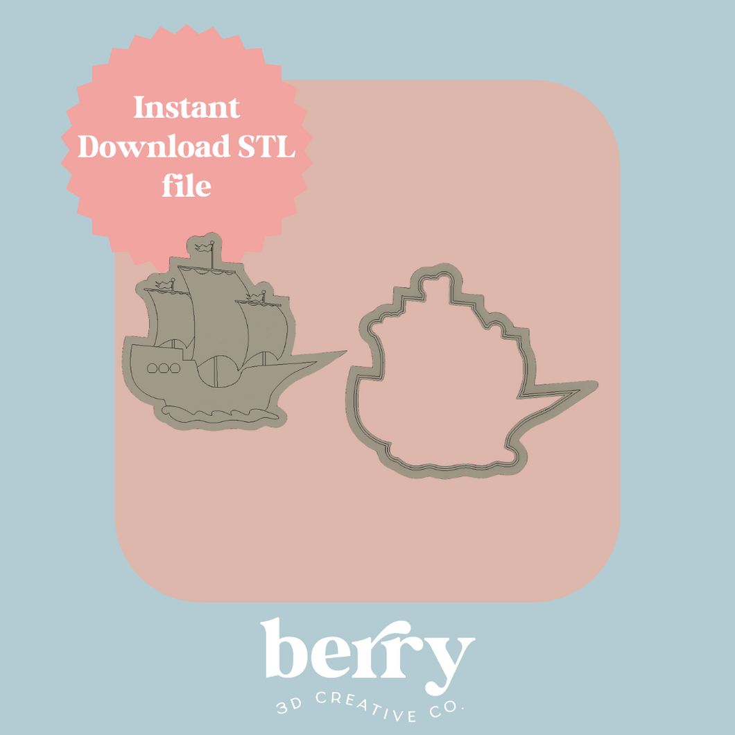 Pirate ship Cutter and Stamp stl file