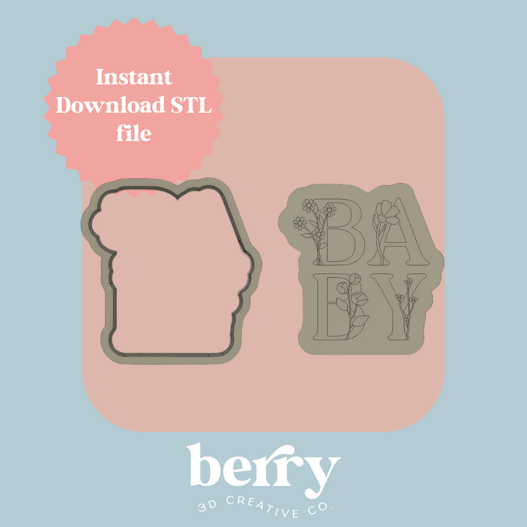 Baby floral Cutter and Stamp stl file