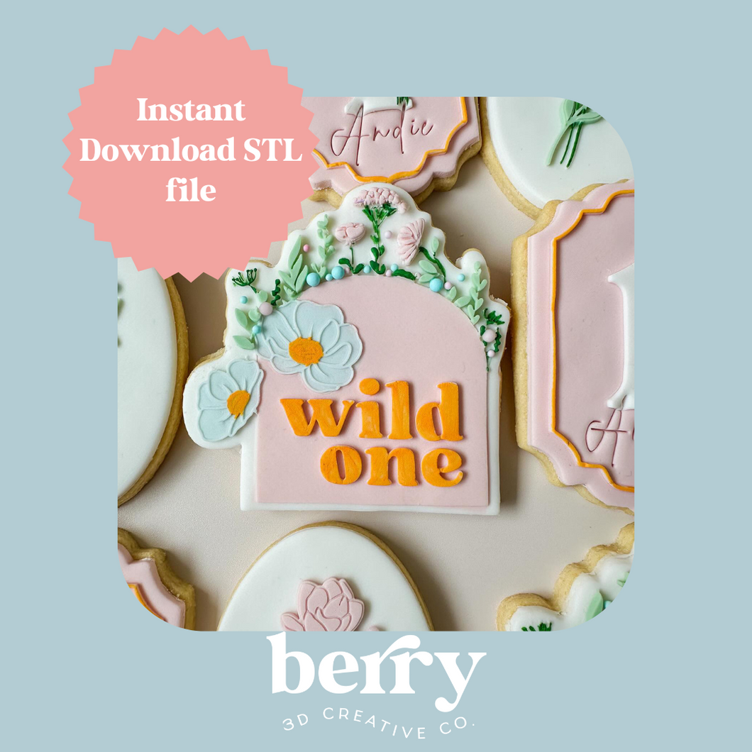 Wild One (Floral version) Cookie Cutter and Stamp stl file