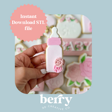 Load image into Gallery viewer, Baby Bottle Cookie Cutter and Stamp stl file
