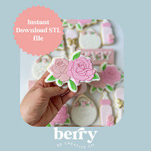 Load image into Gallery viewer, Double Rose Cookie Cutter and Stamp stl file
