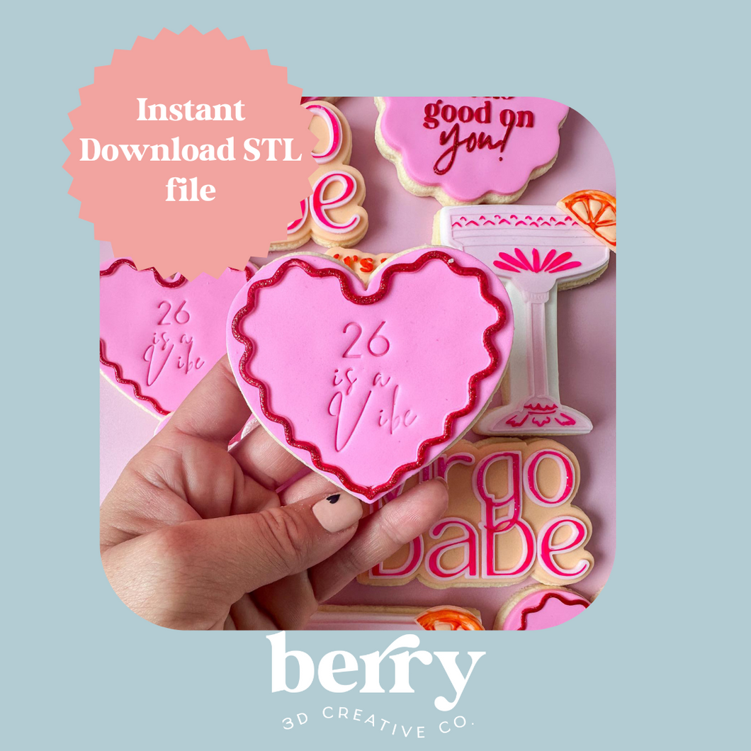 Wavy Heart Cookie Cutter and Stamp stl file