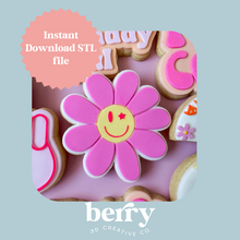 Load image into Gallery viewer, Star Eye Retro Flower Cookie Cutter and Stamp stl file
