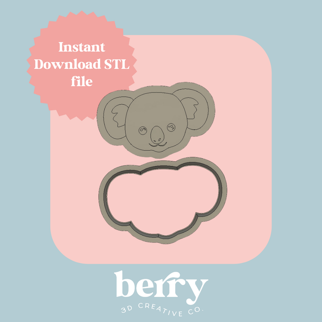 Koala face Cookie Cutter and Stamp stl file