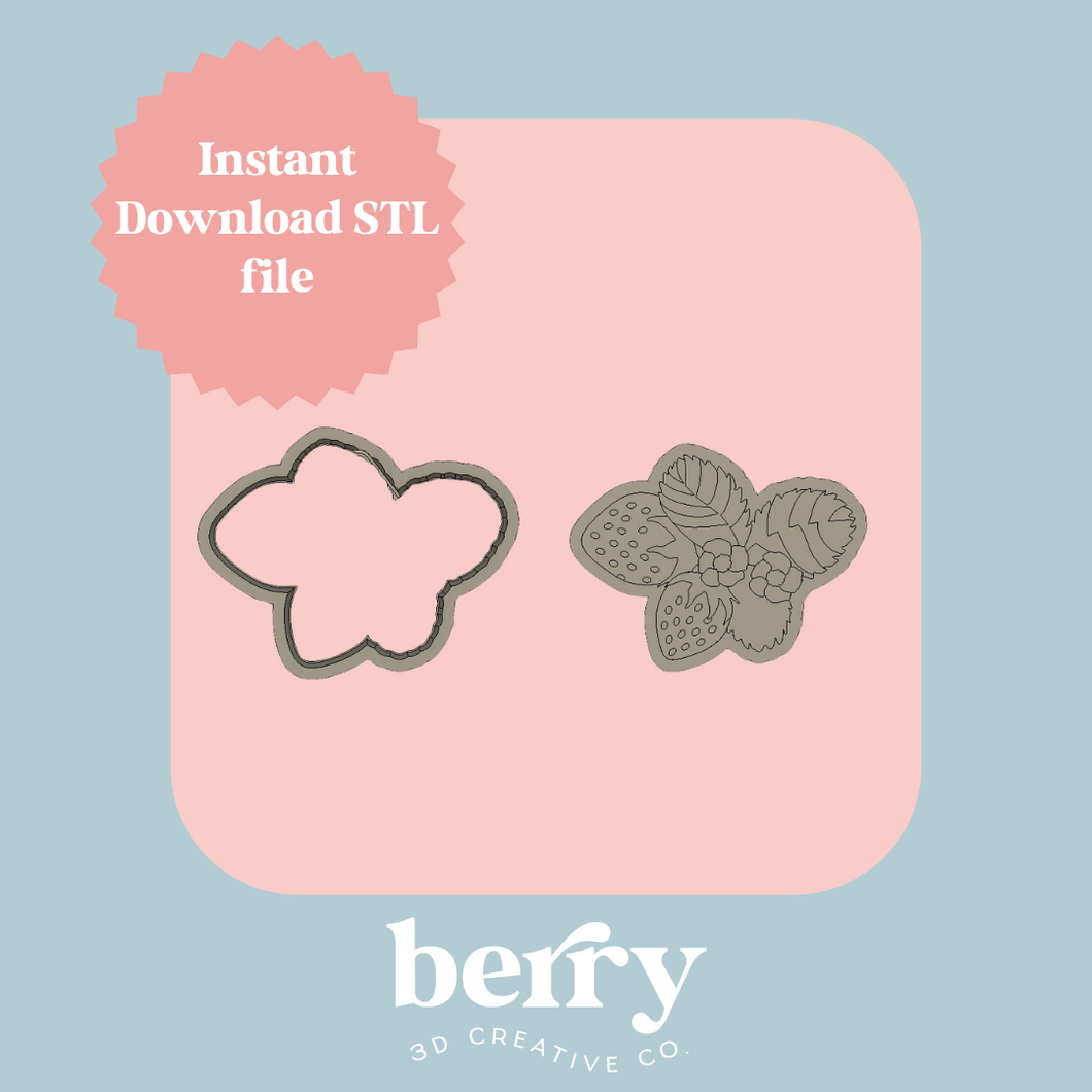 Strawberry Vine Cookie Cutter and Stamp stl file