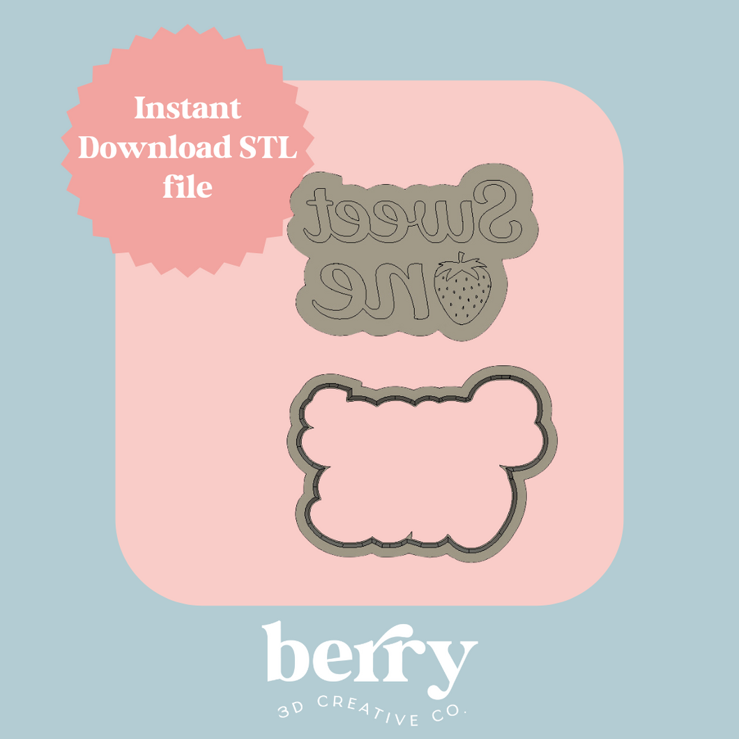 Sweet One (strawberry) Cookie Cutter and Stamp stl file