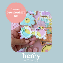 Load image into Gallery viewer, Retro flower glasses Cookie Cutter and Stamp stl file
