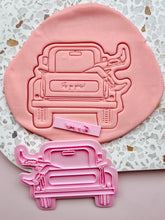 Load image into Gallery viewer, Pick Up Truck with cowgirl legs and boots Embosser with matching cookie cutter
